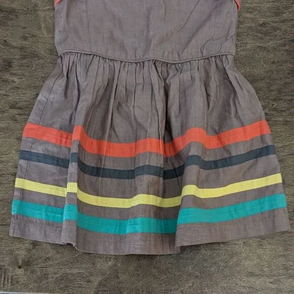 Mini Boden Girls Brown Sleeveless Striped Cotton Summer Dress Outfit Size 1.5-2Y - Picture 3 of 9